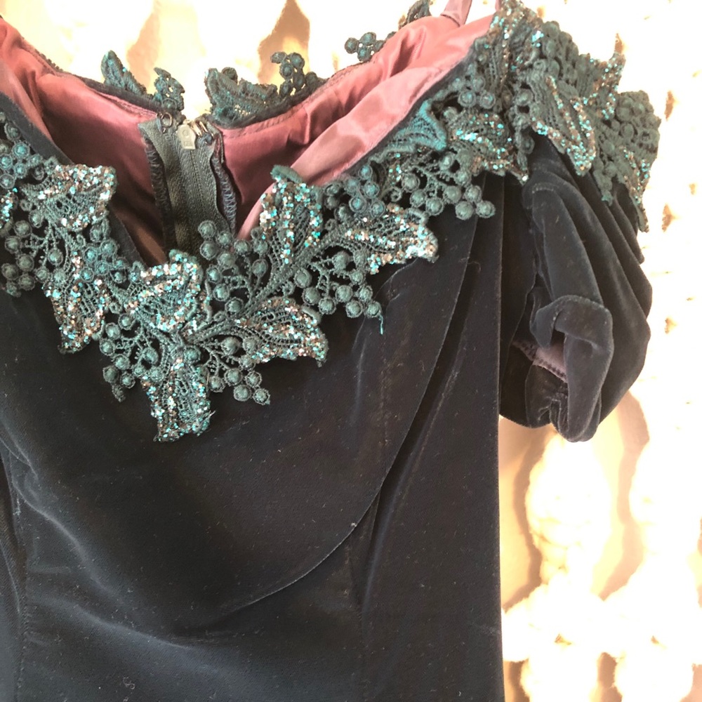 Vintage sparkle lace and velvet dress